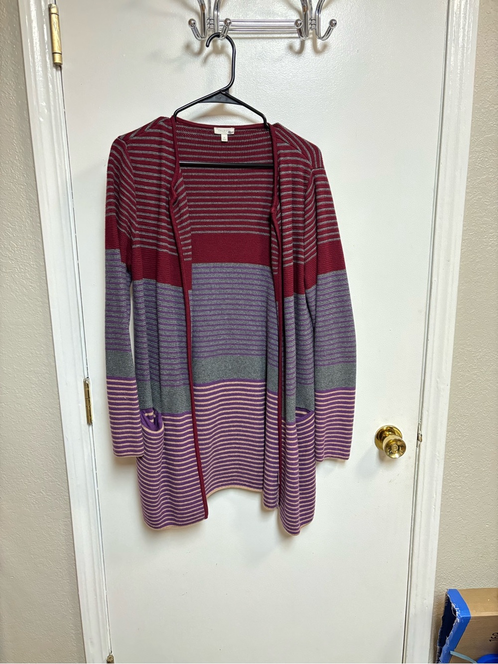 Talbots Multicolor Striped Long Open Front Cardigan Size S